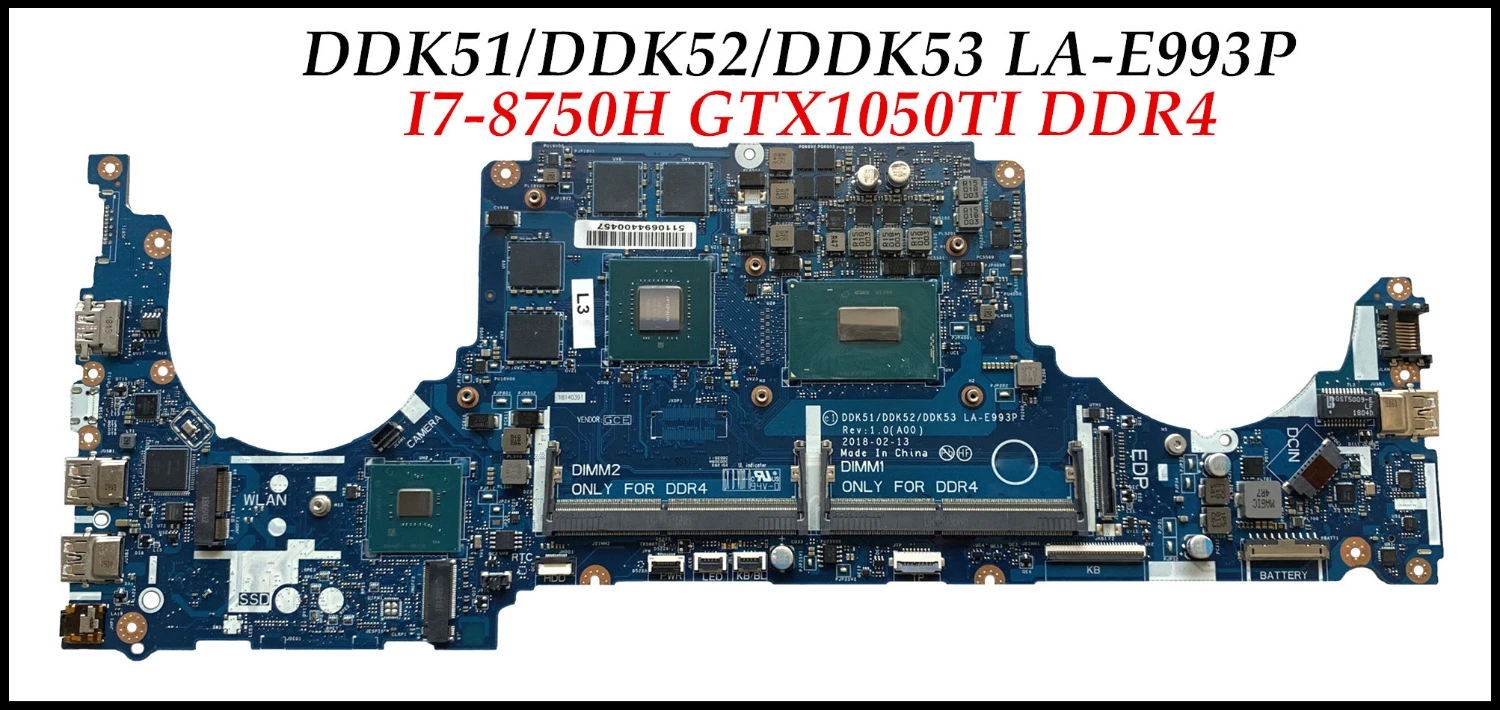 Высококачественная материнская плата DDK51/DDK52/DDK53 LA-E993P для ноутбука Dell G7 7588 с I7-8750H