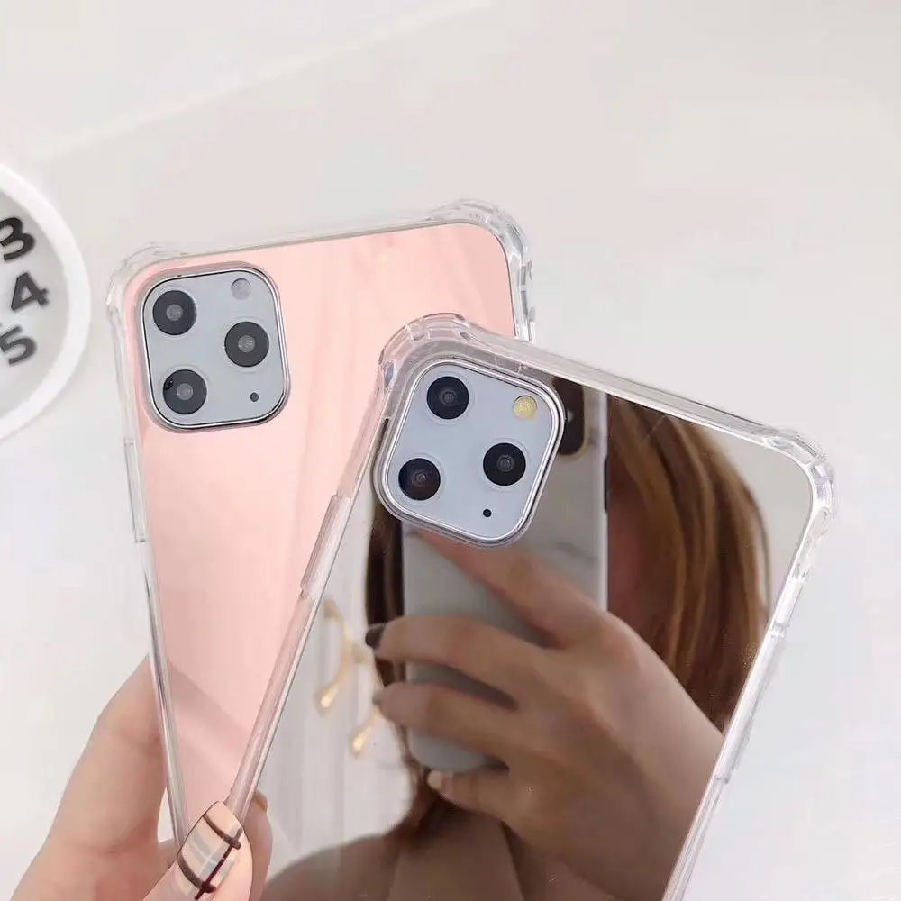 

Luxury Mirror phone case For iPhone 11 Pro Max 7 8 6s 6 plus X XR XS Soft TPU Shockproof Anti-knock Airbag Cover Coque fundas