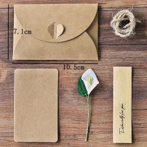 Крафт-бумажный конверт с наклейка с цветком Винтажный конверт для карты Скрапбукинг 10,5X7,1 см подарочный канцелярский конверт - Цвет: S calla lily