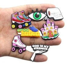 Breloques de chaussures en PVC pour enfants et adultes, 1 pièce, sabots en forme de crocs, décorations, cadeaux de noël, tendance 