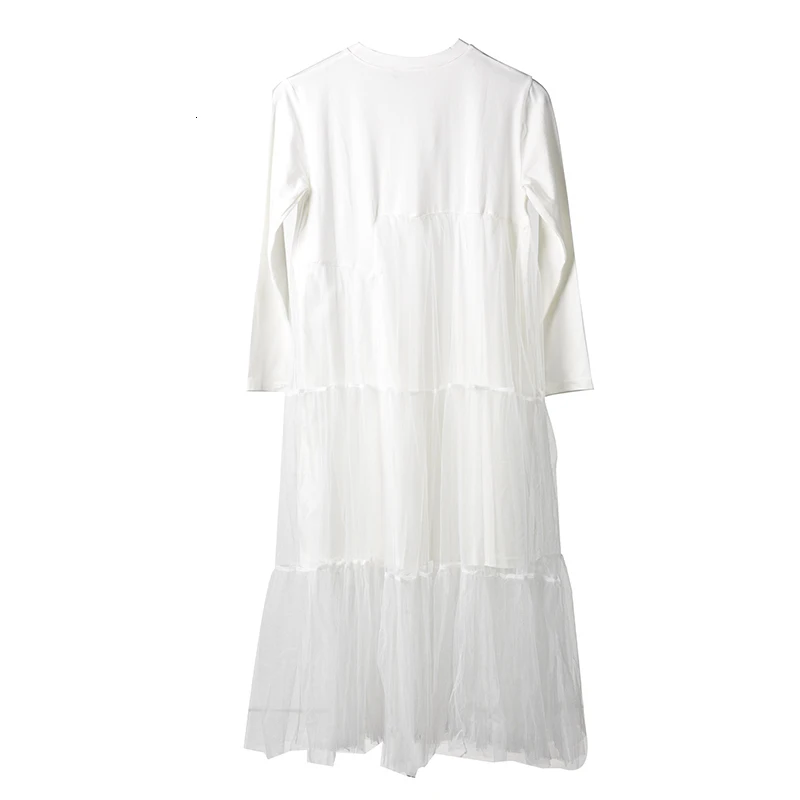 LANMREM Новая модная женская рубашка с длинным рукавом женские толстовки Vestido с круглым вырезом с коротким и полным рукавом Сетчатое платье