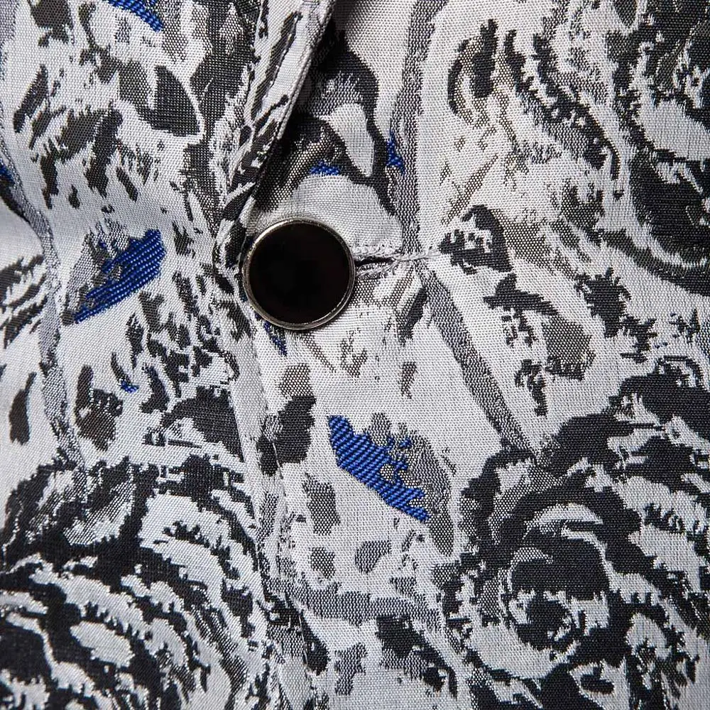 2019 High Quality Jacquard Rose Floral Pattern Casual Blazer Hombre Fashion Men Terno Masculino Slim Fit Suit Jacket Homme