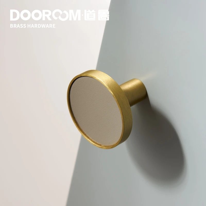 Ручка для мебели Dooroom из натуральной латуни легкая Роскошная серая фурнитура