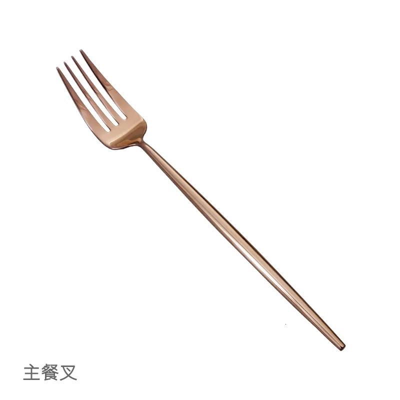 Rose gold fork 304 набор столовых приборов из нержавеющей стали, столовые приборы, роскошная вилка, нож, ложка, десерт, столовая посуда, Западная еда, столовые приборы, кухонная посуда - Цвет: Rose gold fork