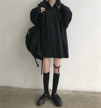 

2020 Spring And Autumn New Youth Popular Korean Loose Medium Long Long Sleeve Shirt Fashion Casual Wild Top Black / White