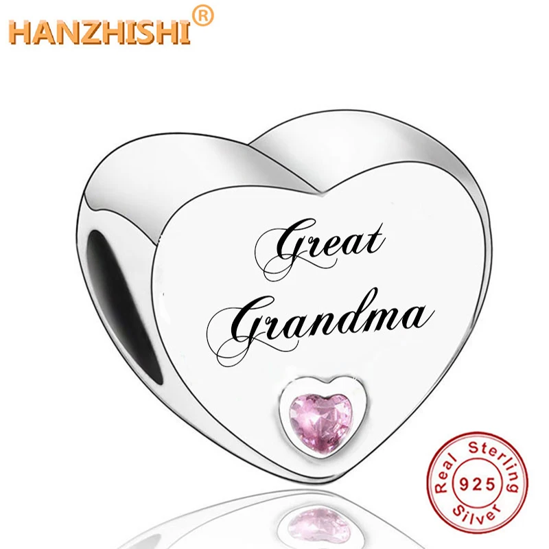 Fit Original Pan Necklace Bracelets DIY Jewelry Making 2020 New Summer 925 Sterling Silver Great Grandma Heart Charms Beads | Украшения и