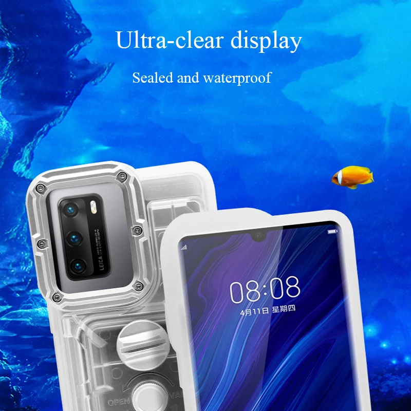 Waterproof Phone Case For Huawei P20 P30 P40 Pro Depth Diving Underwater Swimming IP68 Sealed Cover TPU Floating Swim Bag