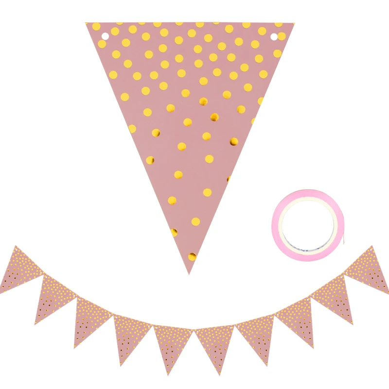 10 шт. флаги 18 см розовое золото гирлянды на день рождения баннеры Вымпел детский душ Свадебные гирлянды из флажков вечерние украшения - Цвет: as picture
