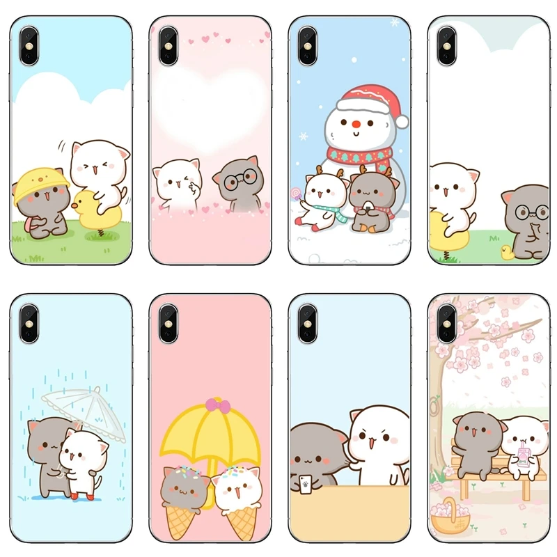 Мягкий чехол для Samsung Galaxy Note 10 9 8 5 4 S10E S10 Lite S9 S8 S7 S6 Edge Plus S5 S4 Mini kawaii cute cat peachcat|Бамперы|
