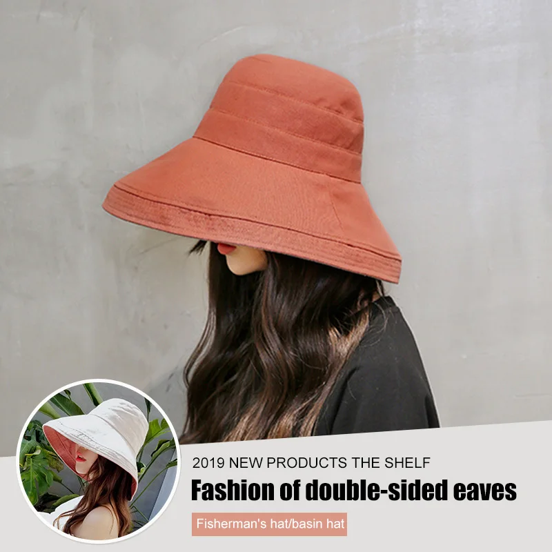 Новая Солнцезащитная шляпа женская летняя пляжная широкополая Солнцезащитная уличная дорожная шляпа свернутая двухсторонняя Рыбацкая шляпа
