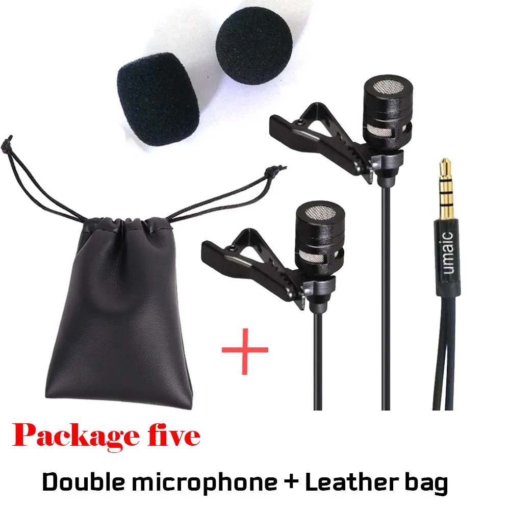 Package 5 Black Портативный петличный микрофон с зажимом и отворотом 3,5 мм мини-проводной конденсаторный микрофон для Iphone Samsung Xiaomi ноутбука - Цвет: Package 5 Black