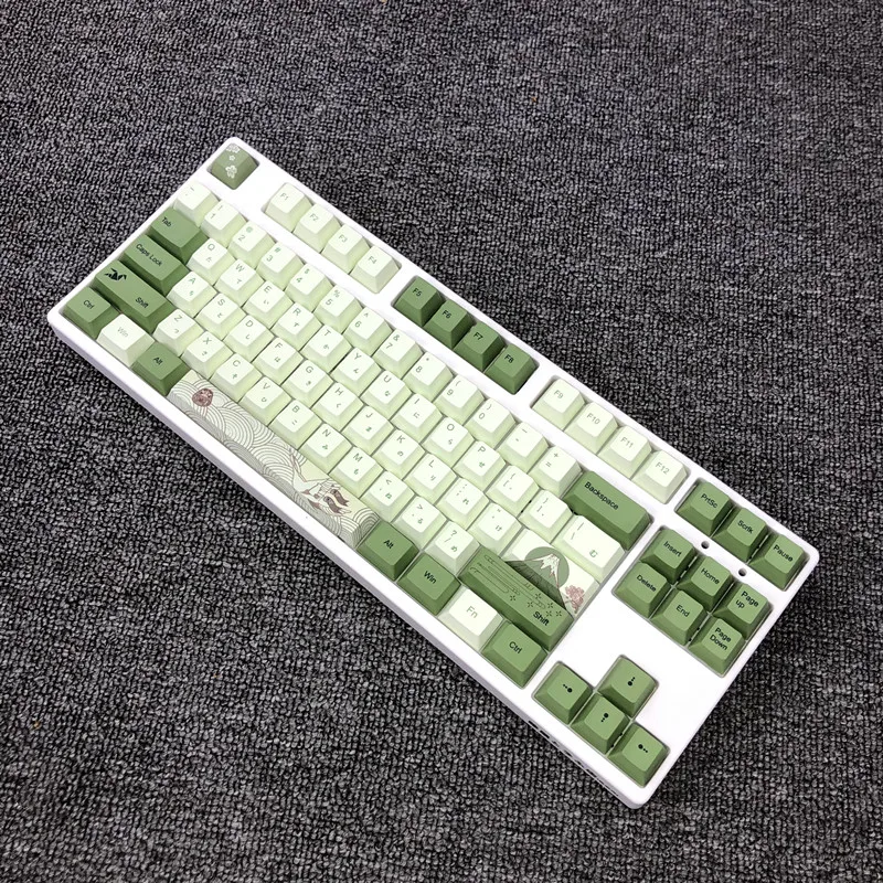127KeysCherryProfileMatchaGreenPBTKeycapsMechanicalKeyboard