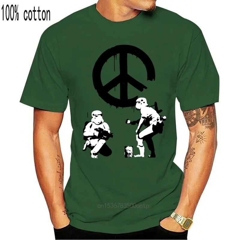 Мужская футболка с коротким рукавом Бэнкси Troopers (мира) фильмы круглым вырезом