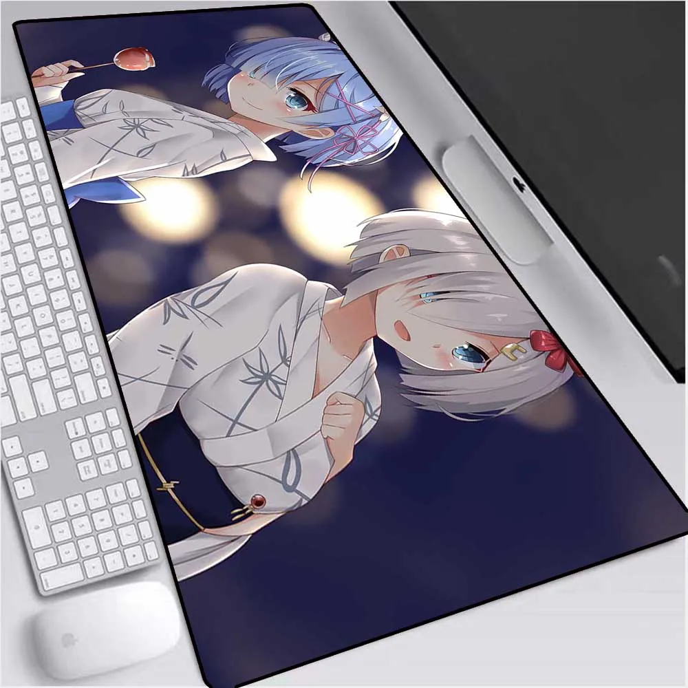 

XGZ Rem Re Zero Anime Gaming Mouse Mat Large Mouse Pad Rubber PC Computer Gamer Mousepad Desk Stitched Edge for CS GO LOL Dota