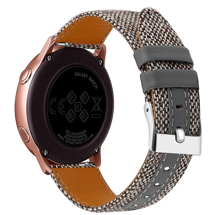 Ремешок из натуральной кожи для samsung Galaxy Watch Active 2, браслет, умные часы 20 мм, ремешок для часов из нейлона и денима, аксессуары для часов
