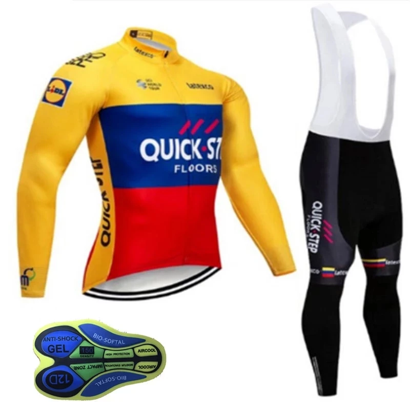 Быстрый шаг мужской костюм Джерси с длинными рукавами униформа Одежда Джерси для верховой езды MTB Pro team велосипедный костюм 16D нагрудник