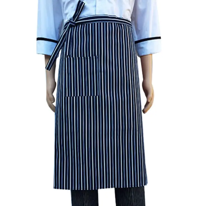 Унисекс шеф-повара работает Половина фартук с галстуками передний карман Ресторан приготовления пищи длинный нагрудник 649C - Цвет: L