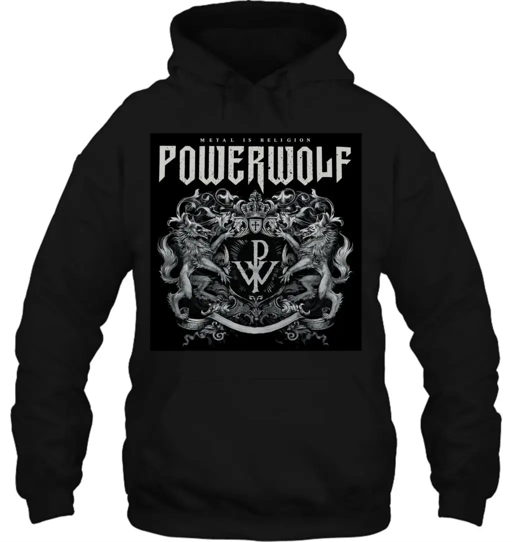 Мужская толстовка с капюшоном Powerwolf с металлическим гербом, повседневная женская уличная одежда
