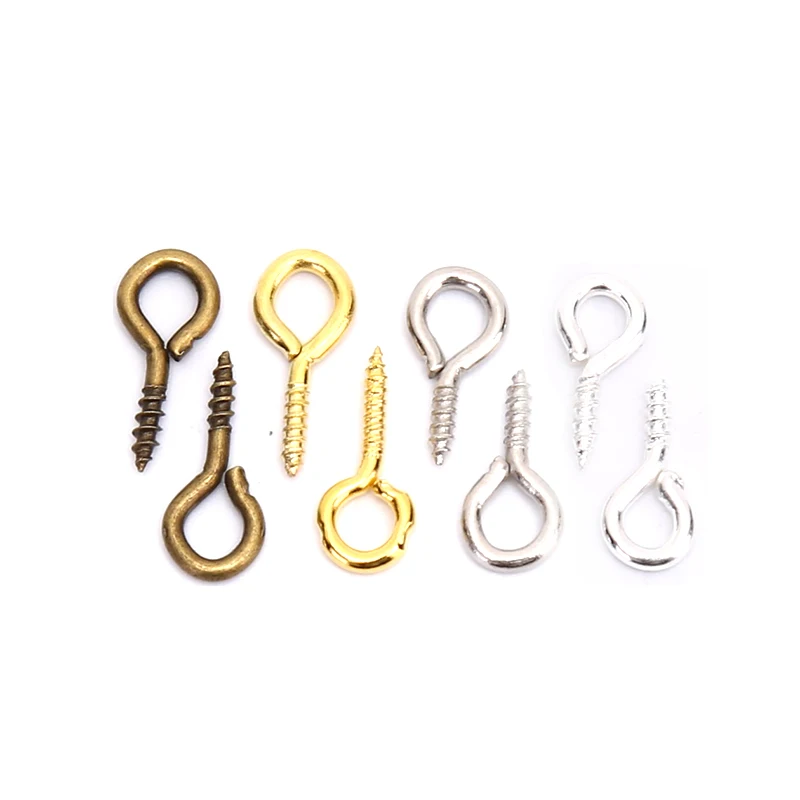 200pcs/lot Small Eye Loop Screw Bail for Top Drilled Charm Pendant Making Mini Eye Pins Clasp Rhodium Color