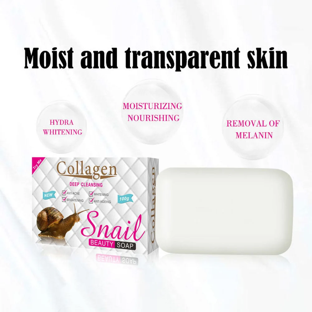 100g Snail Essence Soap Collagen Eliminates Wrinkles Remove Acne Scar Whitening Anti Aging Face Care Cleansing Cream
