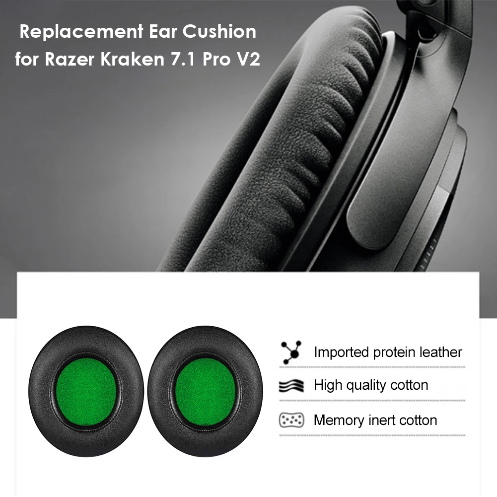 1 пара белковых кожаных подушек для ушей с пеной памяти Razer Kraken 7 Pro V2 чехол