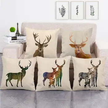 

45cm*45cm wild deer art design linen/cotton throw pillow covers couch cushion cover home decor pillow