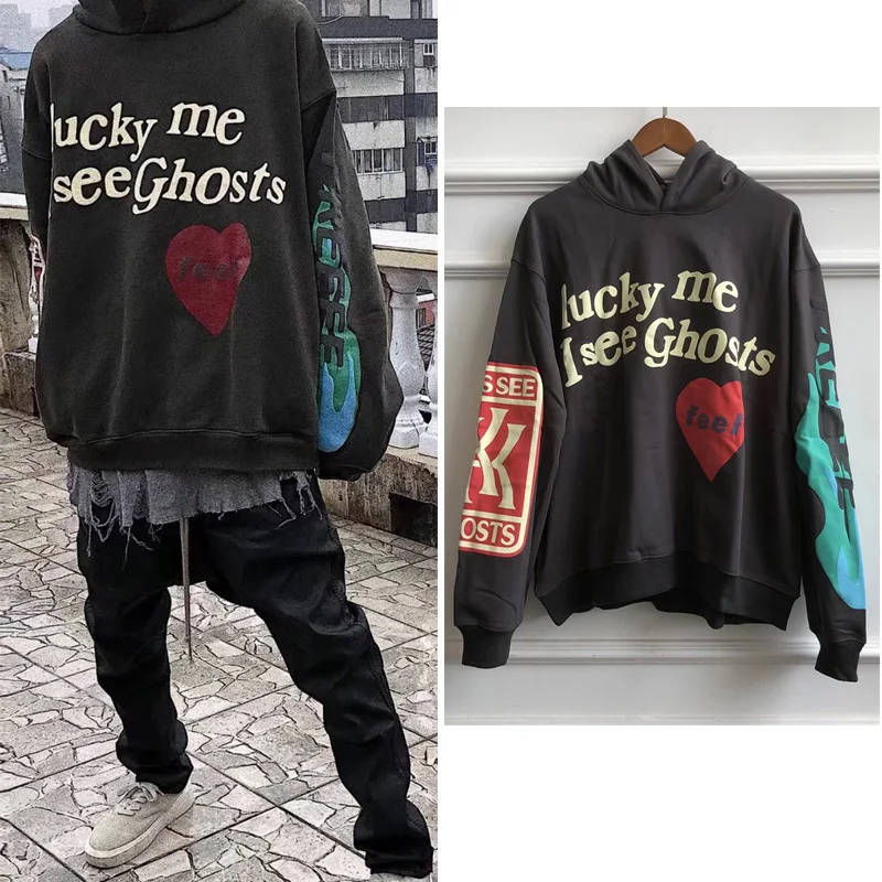 Kanye West серая толстовка с капюшоном пенопластовые буквы 3D принтом красных
