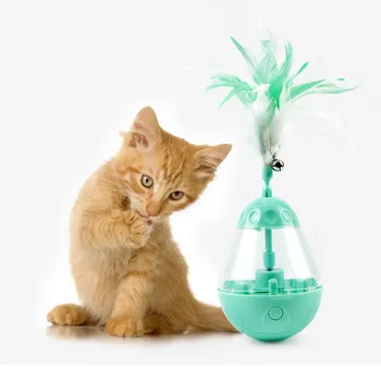 

Interactive Cat Toy IQ Treat Ball Smarter Pet Toys with Feather Food Ball Food Dispenser For Cats Playing Training Balls Pet Toy