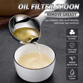 

Multi-functional Soup Spoon Strainer Cooking Colander Kitchen Scoop Stainless Steel Filter Mesh Skimmer Oil Mesh Colander Strain