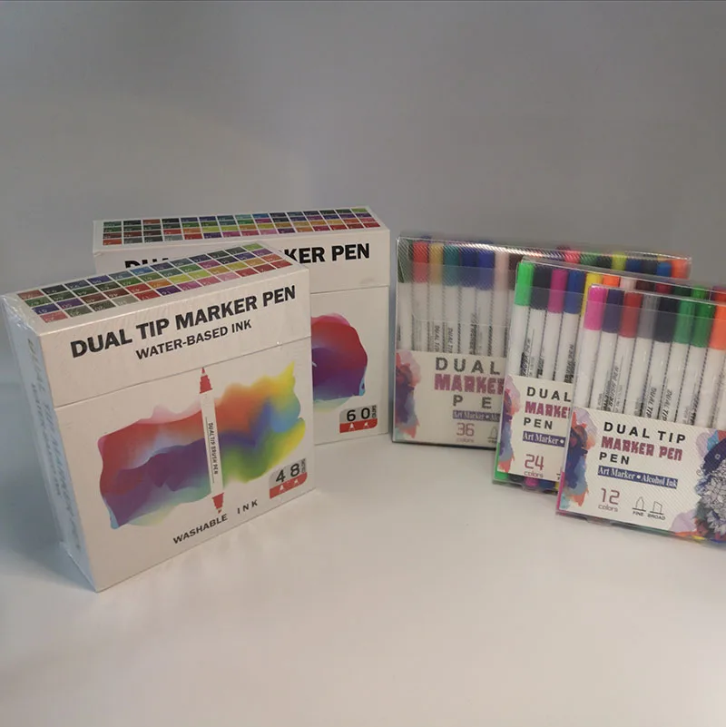 100 шт, 0,4 мм/1-2 мм, два кончика, ручки-маркеры, карандаши, цветные ручки, инструмент для рисования, комическое окрашивание, искусство, акварельные ручки для подарка