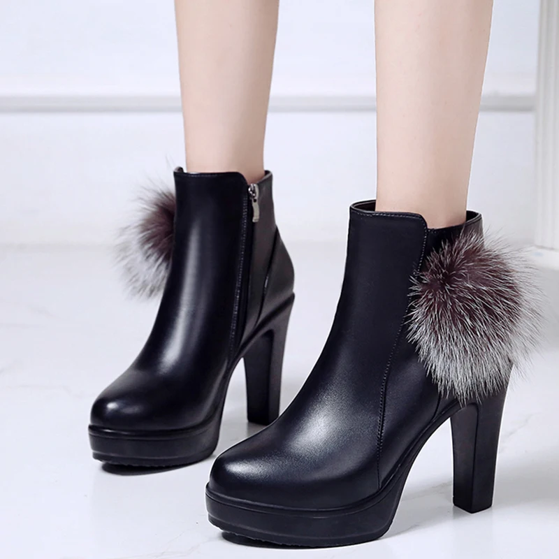 Rimocy Super Talons Hauts Bottines Pour Femmes Hiver pais En Peluche 