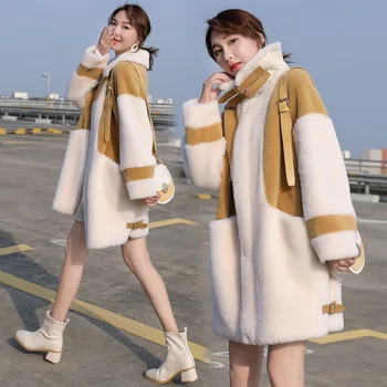

Winter Women's Cashmere Overcoat Thicken Casual Punk Faux Lamb Fur Jackets Teddy Coat Warm Outwear