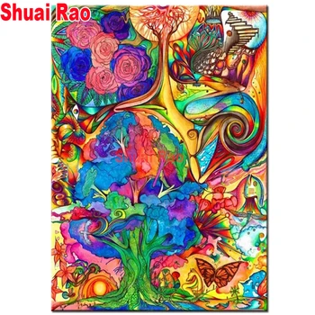 

5 d diy Handmade Abstract tree painting 3 d Rhinestone Embroidery art mosaic Diamond Painting full square round drill home decor