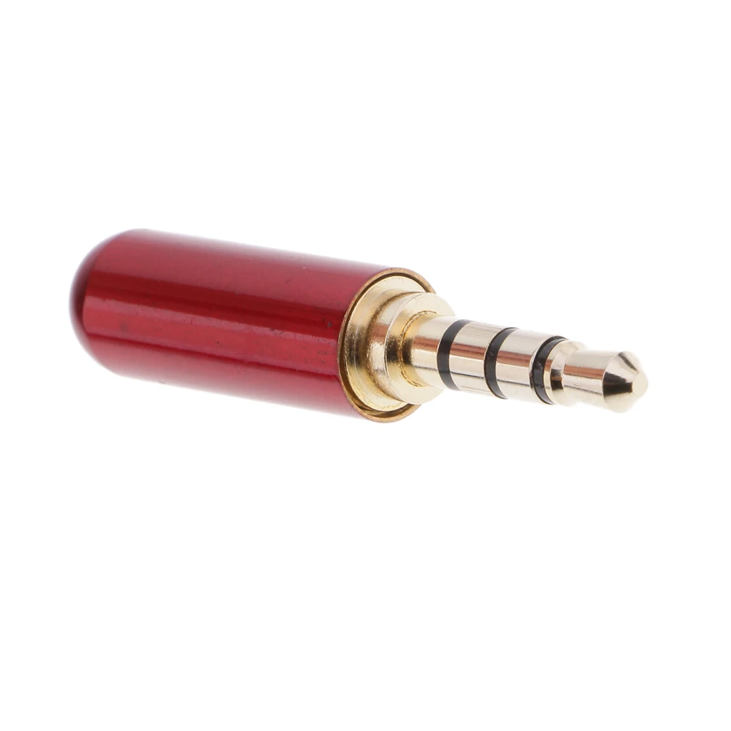 3.5mm/1/8' 4 Pole Male Plug Headphone Jack A/V Solder Connector Red & Black Use for microphone plug, earphone plug