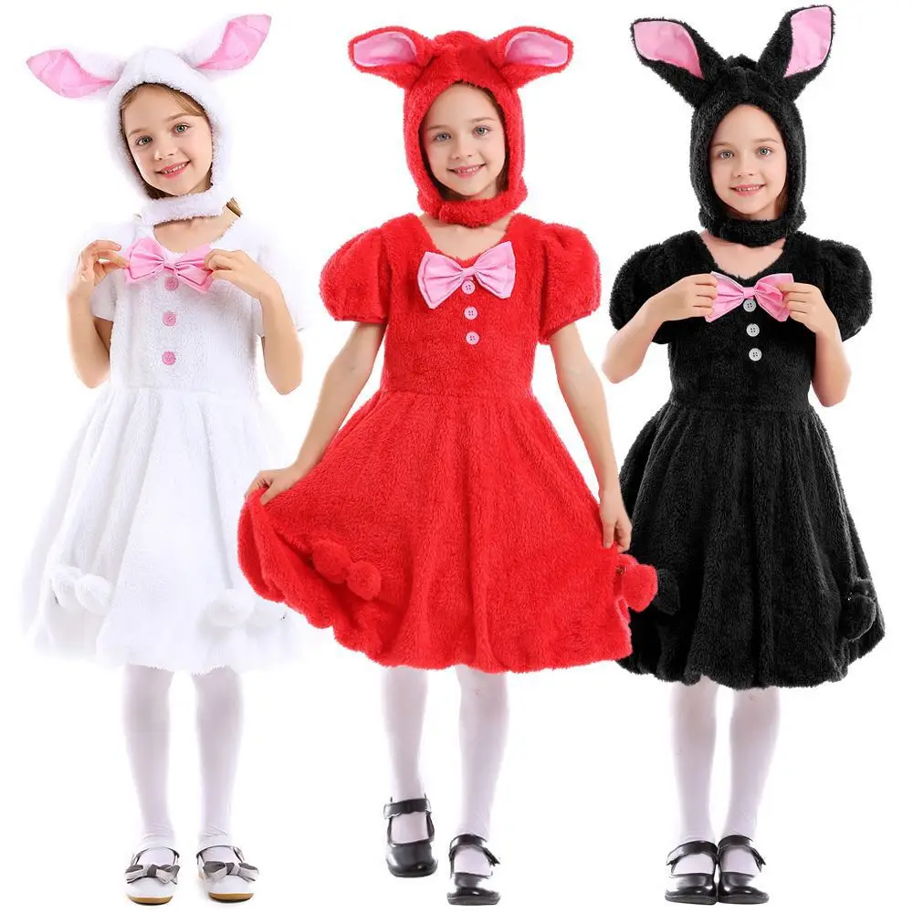 XS-L Lovely Cute 3 Colors Girls Halloween Rabbit Costumes Kids Children Bunny Cosplay Carnival Animal pajamas Purim party dress XS-L Lovely Cute 3 Colors Girls Halloween Rabbit Costumes Kids Children Bunny Cosplay Carnival Animal pajamas Purim party dress