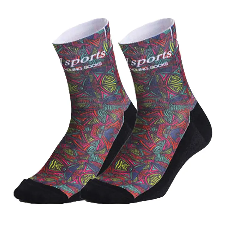 Коричневый Профессиональные брендовые носки для велоспорта, дышащие, защищающие ноги, медиаторы с цветными принтами, спортивные носки высокого качества, велосипедные, велосипедные, беговые носки - Цвет: Коричневый