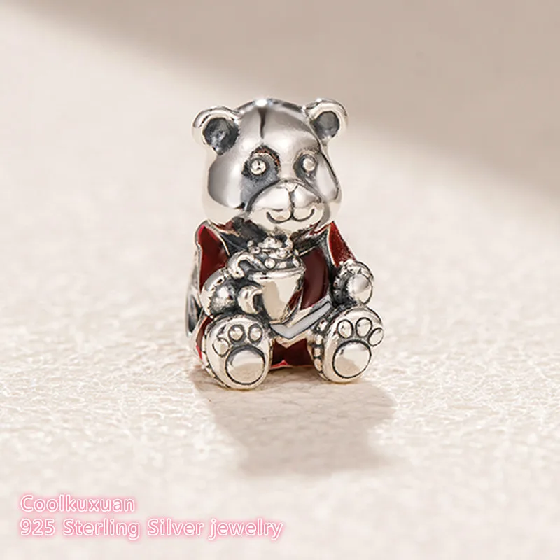 

Зимние 925 стерлингового серебра рождественская подвеска в виде медведя, красно-белые эмалированные Броши драгоценные бусины, подходят к оригинальным, соответственные Европейской Пандоре обаятельные браслеты ювелирные изделия