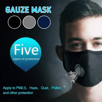 

5 Layers PM2.5 Anti Dust Mouth Mask Reusable Masks Cotton Unisex Activated Carbon Filter Anti Pollution Mask