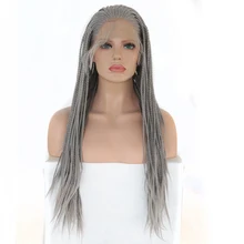 Харизма Щепка зеленый парик высокая температура волокна волос Синтетический кружевной передний парик с детскими волосами коробка Плетеный парик