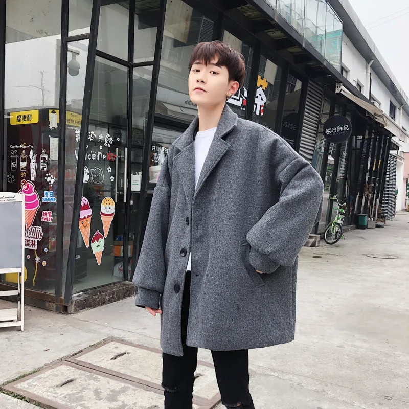 Winter Thick Short Short Woolen Coat Men's Fashion Solid Color Casual Woolen Jacket Men Street Loose Woolen Coat Male Overcoat Winter Thick Short Short Woolen Coat Men's Fashion Solid Color Casual Woolen Jacket Men Street Loose Woolen Coat Male Overcoat