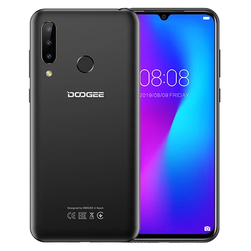 DOOGEE N20 смартфон 6," 4 Гб ОЗУ 64 Гб ПЗУ отпечаток пальца 16 МП Тройная задняя камера MT6763 Восьмиядерный мобильный телефон 4350 мАч 4G LTE - Цвет: Black