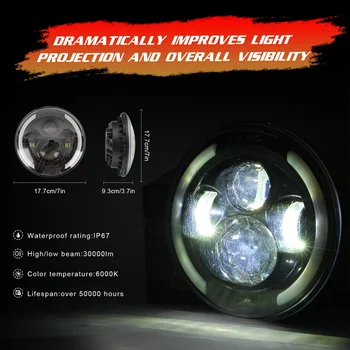

1PC Jeep Wrangler Large Lamp Highlight Motorcycle Headlights for Offroad Motorcycle Car Vehicle