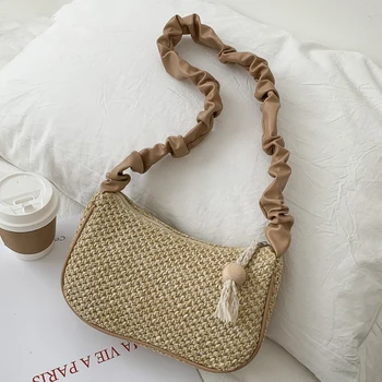 

Beach Rattan Bag Women Summer Straw Bag Bolsos Mujer Woven Straw Shoulder Bags 2020 Handmade Hobo Bag Designe Luxury Handbags
