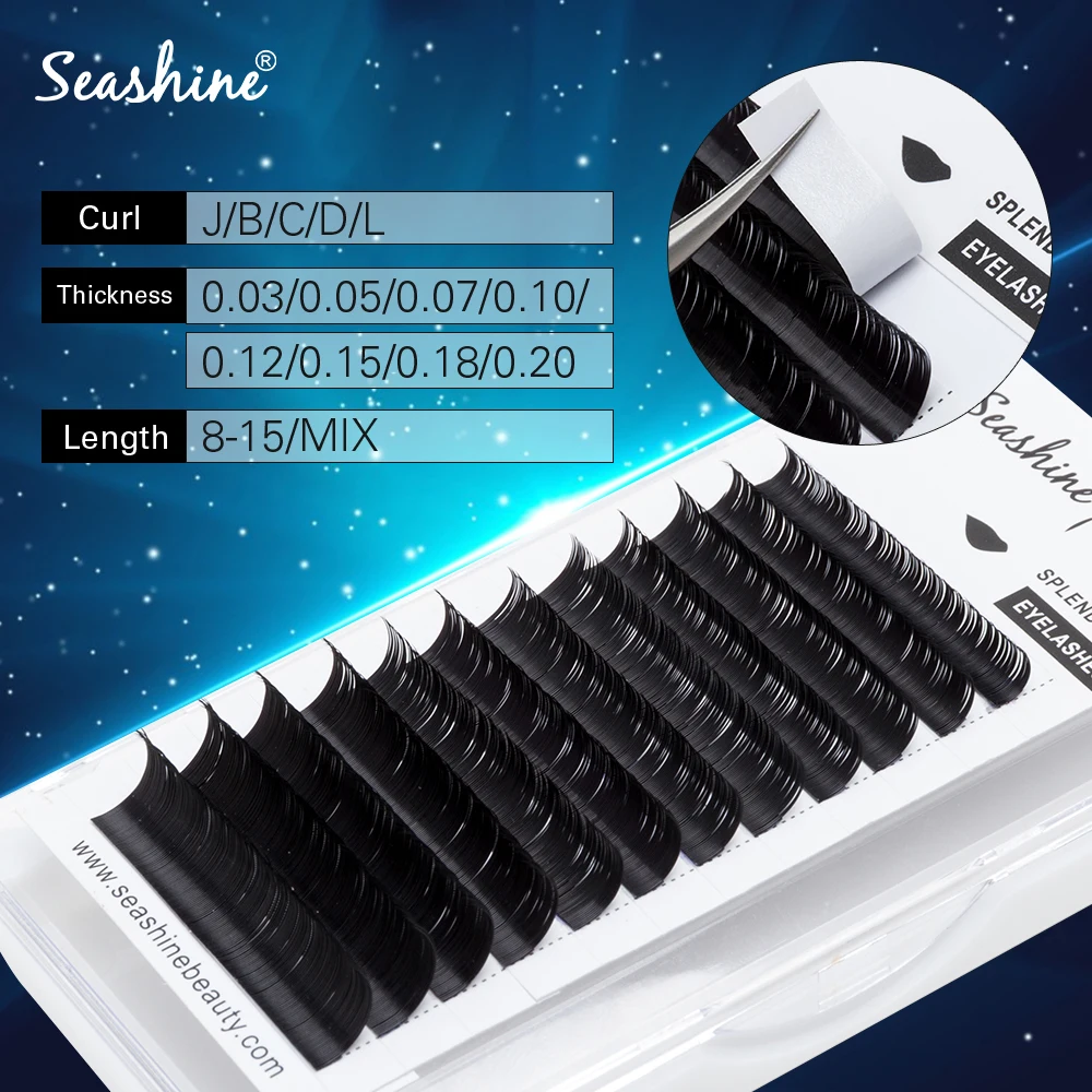 Seashine Faux mink eyelashes Thickness 0.03 to 0.20  individual eyelash lashes soft eyelash extension False eyelash
