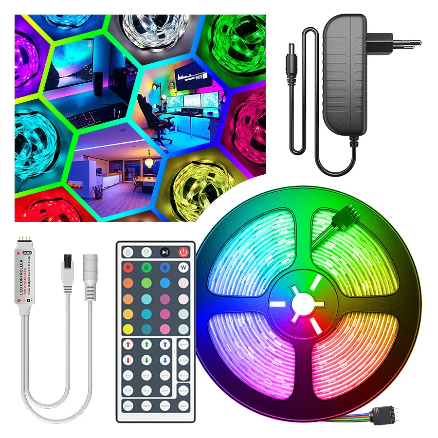 SMD 5050 2835 Светодиодная лента RGB светодиодный светильник 5 м 10 15 гибкая с