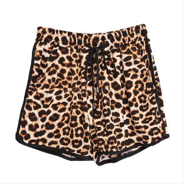 Leopard Lace Up High Waist Cotton  Beach Shorts 4
