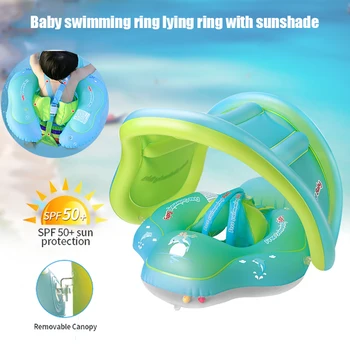 

Baby Swimming Float Inflatable Pool Float Ring with Sun ProtectionCanopy for Kids Toddlers Aged 3-48 Months ZJ55