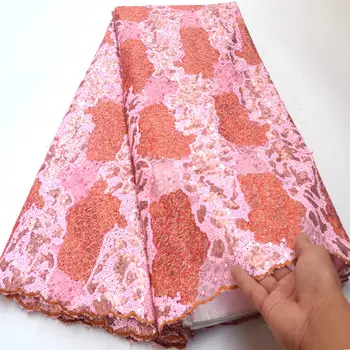 

Double Organza Lace Fabric sequins lace embroidery High Quality African French Lace Fabric For Wedding Wo346