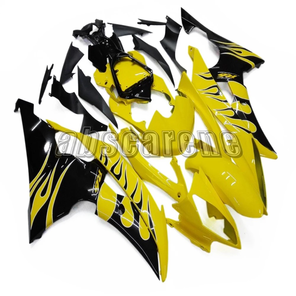 Full Fairing Kit For Yamaha YZF600 R6 2008 - 2016 09 10 11 12 13 14 15 16 Injection Motorcycle Bodywork Yellow With Black Flames |