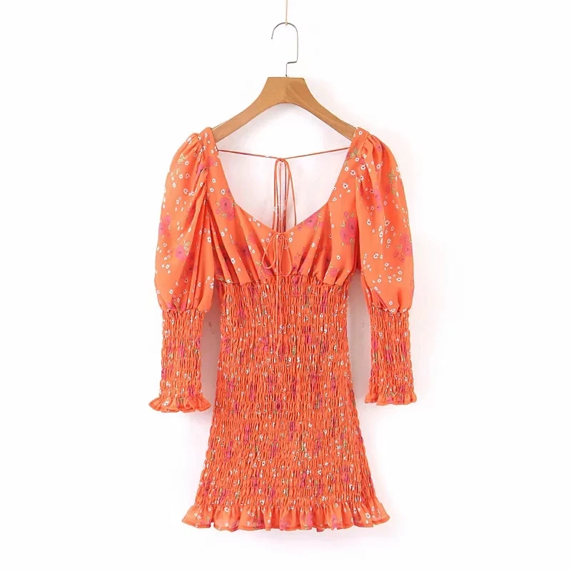 orange floral summer dress